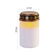 LED hřbitovní svíčka, 12,5 cm, 2x C, venkovní i vnitřní, vintage, časovač, bílá  DCCV21 - 9