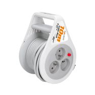 Solight prodlužovací přívod na bubnu 10m, 3 zásuvky, šedý kabel, 3x 1,0mm2 - PB25B - 1