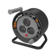 Solight prodlužovací přívod na bubnu 15m, 3 zásuvky, černý kabel, 3x 1,0mm2 - PB24B - 1
