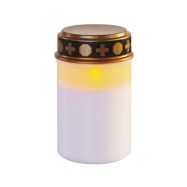 LED hřbitovní svíčka, 12,5 cm, 2x C, venkovní i vnitřní, vintage, časovač, bílá  DCCV21 - 2