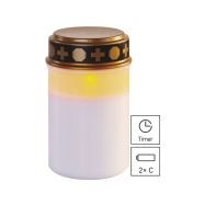 LED hřbitovní svíčka, 12,5 cm, 2x C, venkovní i vnitřní, vintage, časovač, bílá  DCCV21 - 5