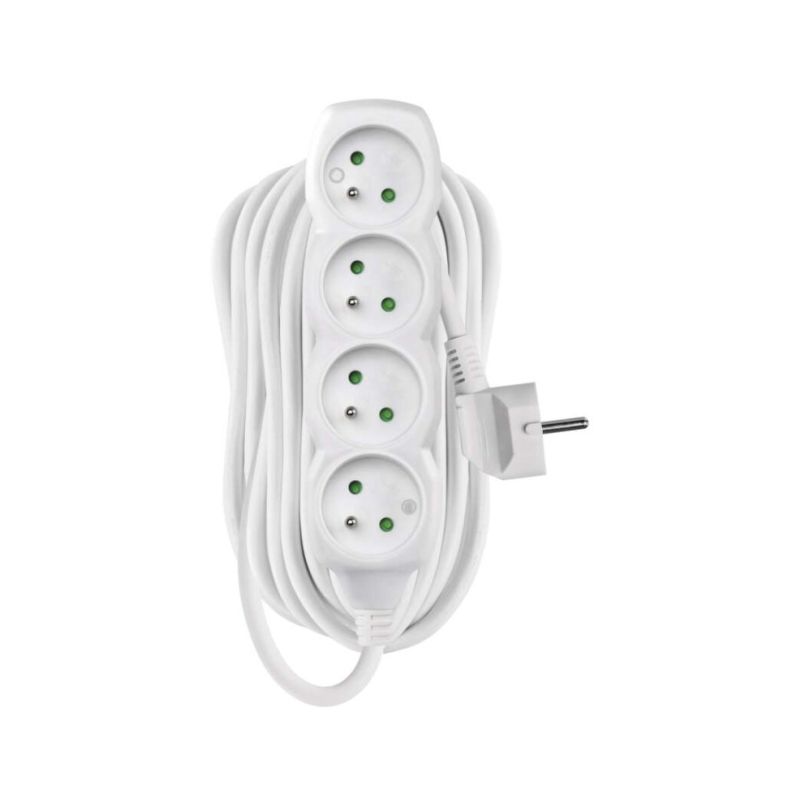 Prodlužovací přívod 4z. 10 m, 3 x 1mm2, bílý - 1 Prodlužovací přívod 4z. 10 m, 3 x 1mm2, bílý - 1