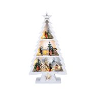 Solight LED dřevěný vánoční stromek s dekoracemi, 13x LED, bílá, 53cm, 2x AA - 1V283 - 1