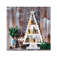 Solight LED dřevěný vánoční stromek s dekoracemi, 13x LED, bílá, 53cm, 2x AA - 1V283 - 2