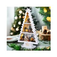 Solight LED dřevěný vánoční stromek s dekoracemi, 13x LED, bílá, 53cm, 2x AA - 1V283 - 3