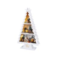 Solight LED dřevěný vánoční stromek s dekoracemi, 13x LED, bílá, 53cm, 2x AA - 1V283 - 4