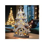 Solight LED dřevěný vánoční stromek s dekoracemi, 23x LED, přírodní barva, 64cm, 2x AA - 1V282 - 3