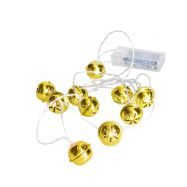 Solight LED vánoční řetěz rolničky, 10x LED, zlatá, 1,5m, 2x AA - 1V272 - 1