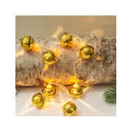 Solight LED vánoční řetěz rolničky, 10x LED, zlatá, 1,5m, 2x AA - 1V272 - 3