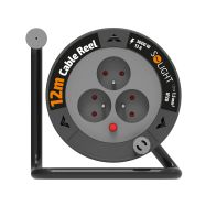 Solight prodlužovací přívod na bubnu 12m, 3 zásuvky, černý kabel, 3x 1,5mm2 - PB24 - 2