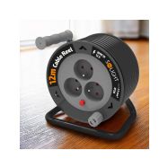 Solight prodlužovací přívod na bubnu 12m, 3 zásuvky, černý kabel, 3x 1,5mm2 - PB24 - 4