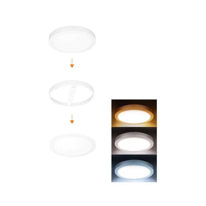 Solight LED mini panel koupelnový 2v1, 3CCT, podhledový/přisazený, 18W, 1530lm, IP54, bílá, kulatý - WD242-W - 1