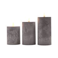 Solight sada LED svíček s časovačem, 3x svíčka, 10/13/15cm, šedá, 2xAA - 1V285 - 1
