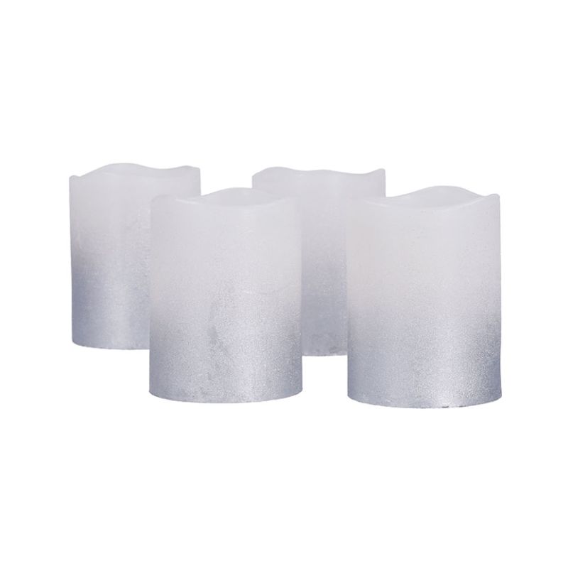 Solight sada LED svíček s časovačem, 4x svíčka, 6,5cm, stříbrná barva, 4xCR2032 součástí - 1V284 - 1
