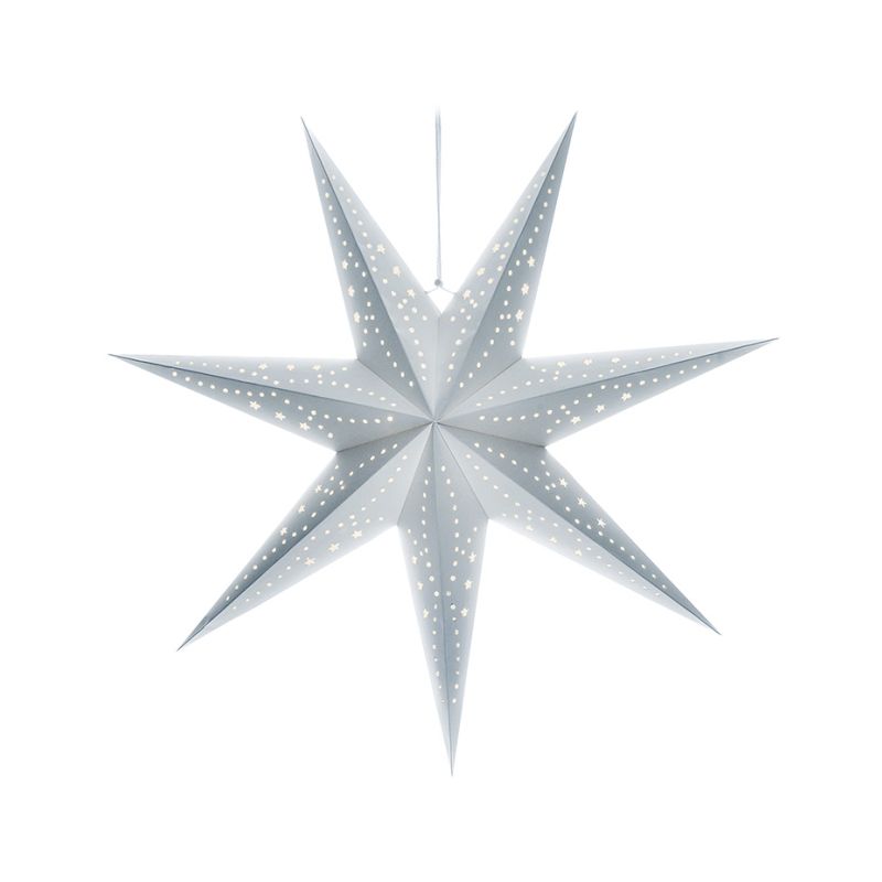 Solight LED vánoční hvězda stříbrná, závěsná, časovač, 60cm, 20x LED, 2x AA - 1V294 - 1