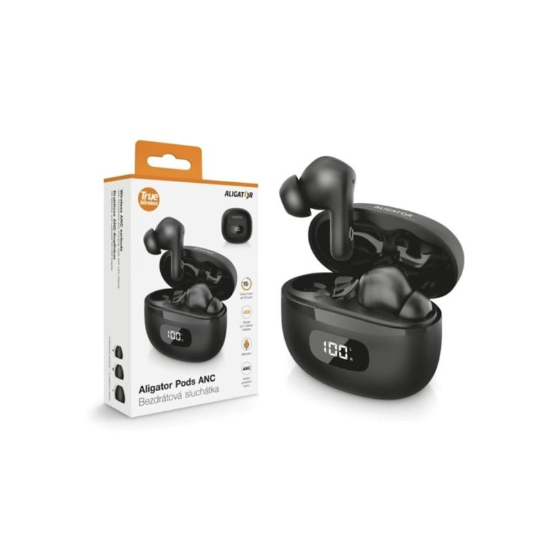 Aligator TWS sluchátka Pods ANC TWS08BK - 1