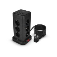 Huslog HUS1051 nabíjecí stanice 15W 12x zásuvka,2x USB-C,2x USB černá - 1