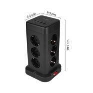 Huslog HUS1051 nabíjecí stanice 15W 12x zásuvka,2x USB-C,2x USB černá - 3