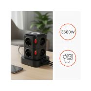 Huslog HUS1054 nabíjecí stanice 15W 8x zásuvka,1x USB-C,3x USB,1x LED světlo černá - 5