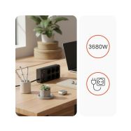 Huslog HUS1050 nabíjecí stanice 15W 6x zásuvka,2x USB-C,2x USB černá - 7