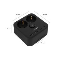 Huslog HUS1055 nabíjecí stanice 15W 2x zásuvka,2x USB-C,2x USB,1x držák na telefon černá - 4