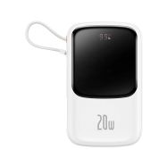 Baseus PPQ0060002 White 10000mAh/20W powerbank, vestavěný kabel Lightning - 1