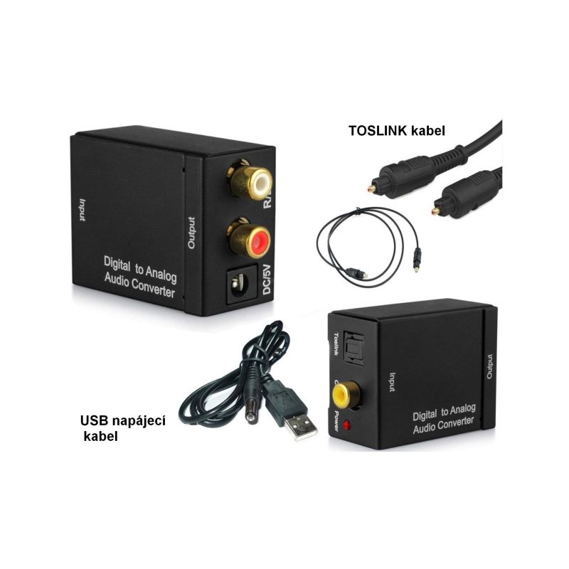 Převodník digitálního Audia 1x Toslink / SPDIF  2x RCA (cinch) konektor - 1