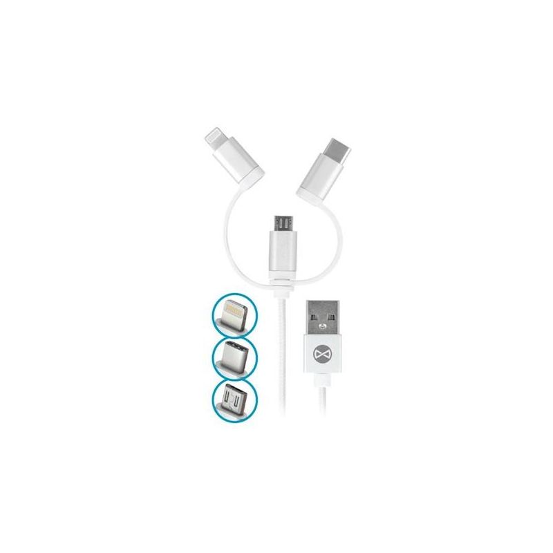 Forever 3IN1 bílý USB-microUSB,Iphone5,USB-C - 1
