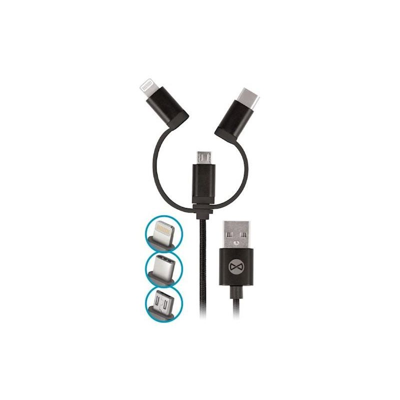 Forever 3IN1 černý USB-microUSB,Iphone5,USB-C - 1