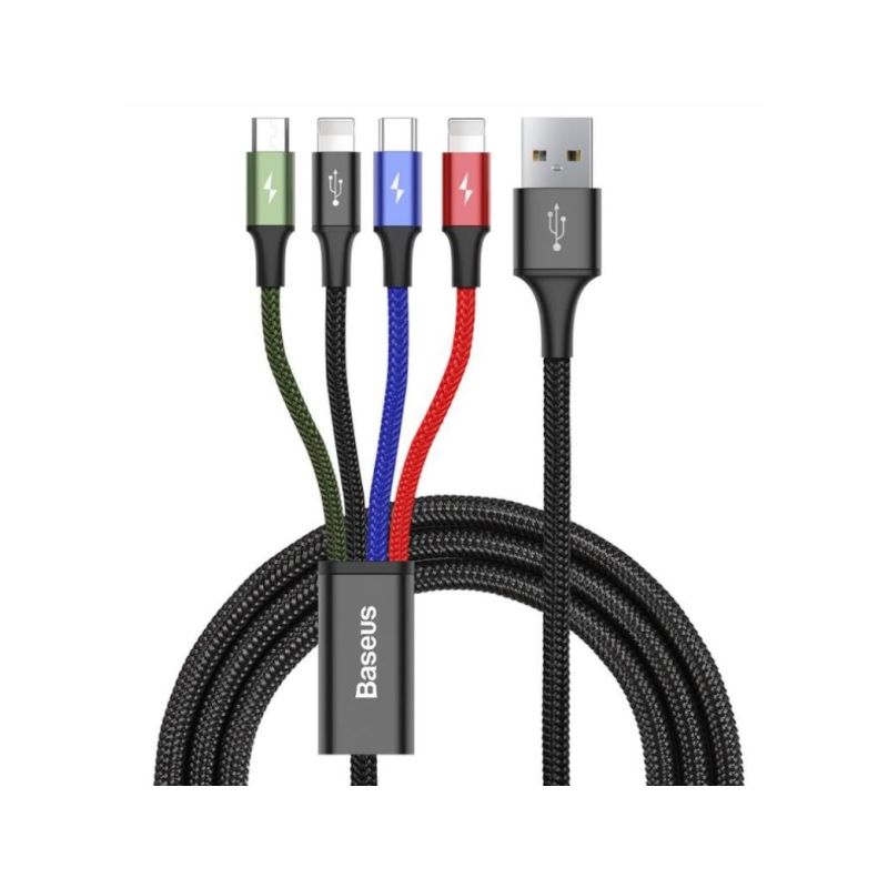 Baseus CA1T4-A01 4v1 USB/microUSB, 2xLightning, USB-C 1.2m 3.5A černý - 1