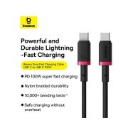 Baseus Dura USB-C/USB-C 2m 100W černo/červený rychlonabíjecí kabel - 9