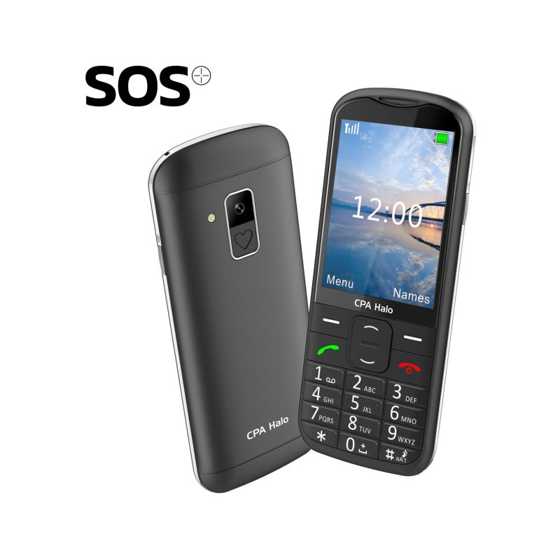 CPA Halo 28 senior černý mobilní telefon s nabíjecím stojánkem - 1