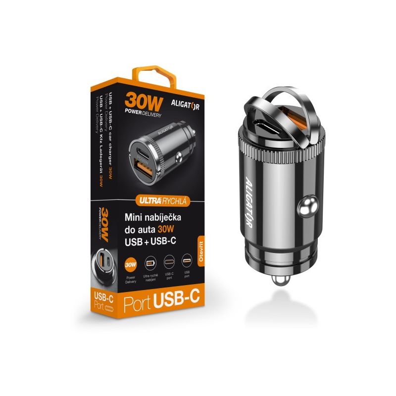 Aligator CHPD0006 - nabíječka do auta 30W USB+USB-C - 1