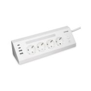 Huslog HUS1088 nabíjecí stanice 15W 4x zásuvka,2xUSB-A,2xUSB-C,LED světlo, přepěťová ochrana bílá - 1