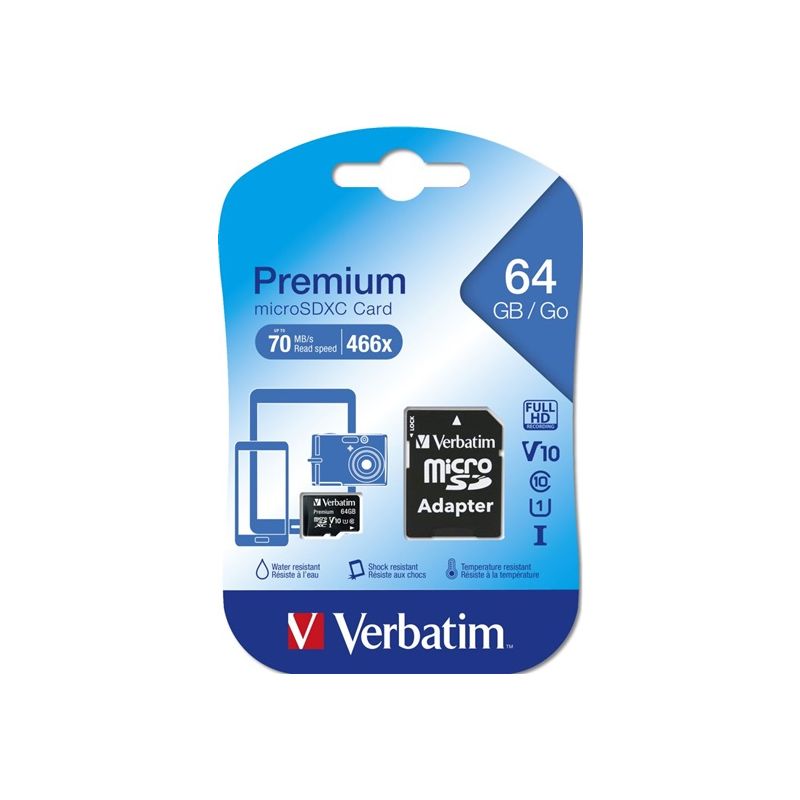 VERBATIM 44084 microSDXC 64GB cl10 adapt - 1