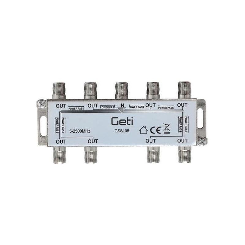 GETI GSS108 - pasivní anténní rozbočovač (8 výstupů konektor F) - 1