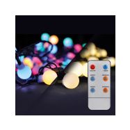 Solight LED 2v1 venkovní vánoční řetěz, koule, dálkový ovladač, 100LED, RGB+bílá, 10m+5m, 8 funkcí, IP44 - 1V08-RGB - 1