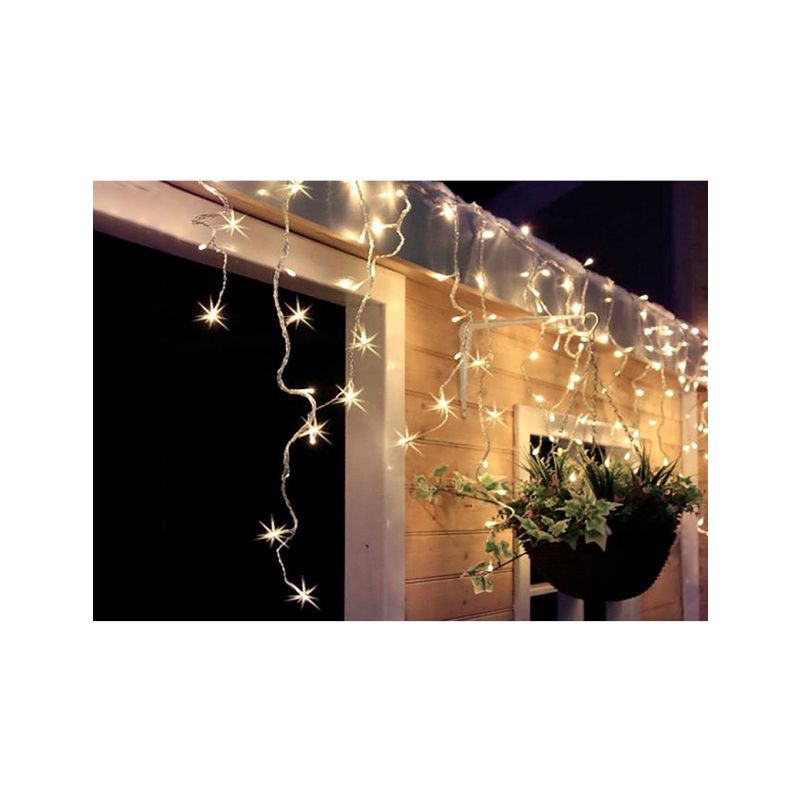 Solight LED vánoční závěs, rampouchy, 120 LED, 3m x 0,7m, přívod 6m, venkovní, teplé bílé světlo, paměť, časovač - 1V40-WW - 1