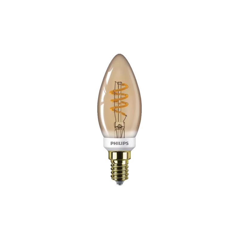 LED žárovka Philips E14 Vintage Classic svíčka B35 3,5-15W SRT4 2000K GOLD - 1
