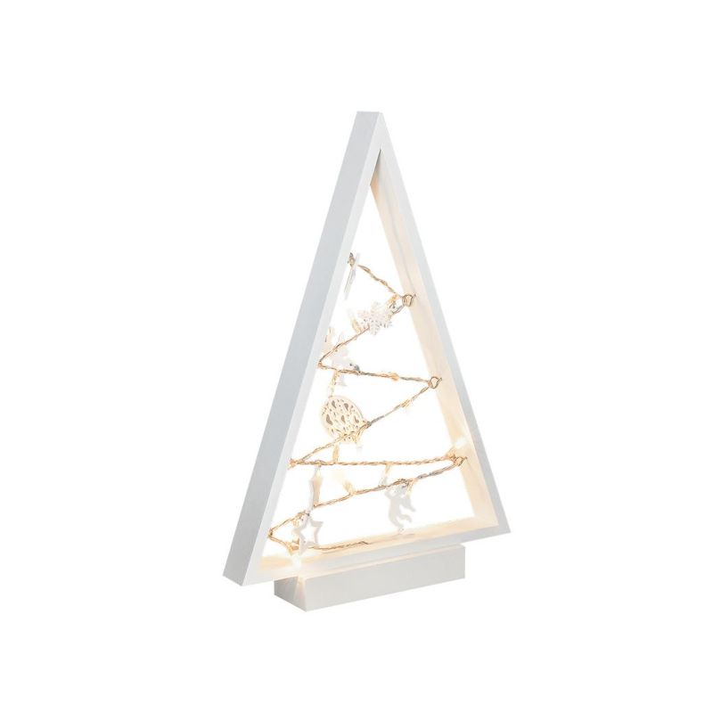 Solight LED dřevěný vánoční stromek s ozdobami, 15LED, přírodní dřevo, 37cm, 2x AA - 1V221 - 1
