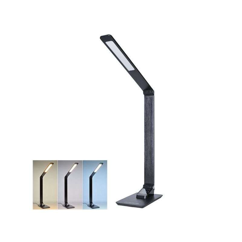 Solight LED stolní lampička stmívatelná, 8W,  display, změna chromatičnosti, hliník, černá - WO59-B - 1