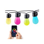 Solight LED smart venkovní řetěz s RGB žárovkami, bluetooth, 15 žárovek, 14m+6m, 10W - WO795 - 1