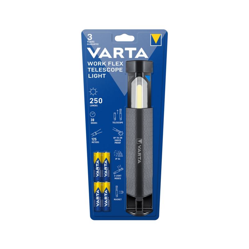 Svítilna VARTA 18646 LED5W + COB LED vč.4R6, WORK FLEX TELESCOPE LIGHT - 1