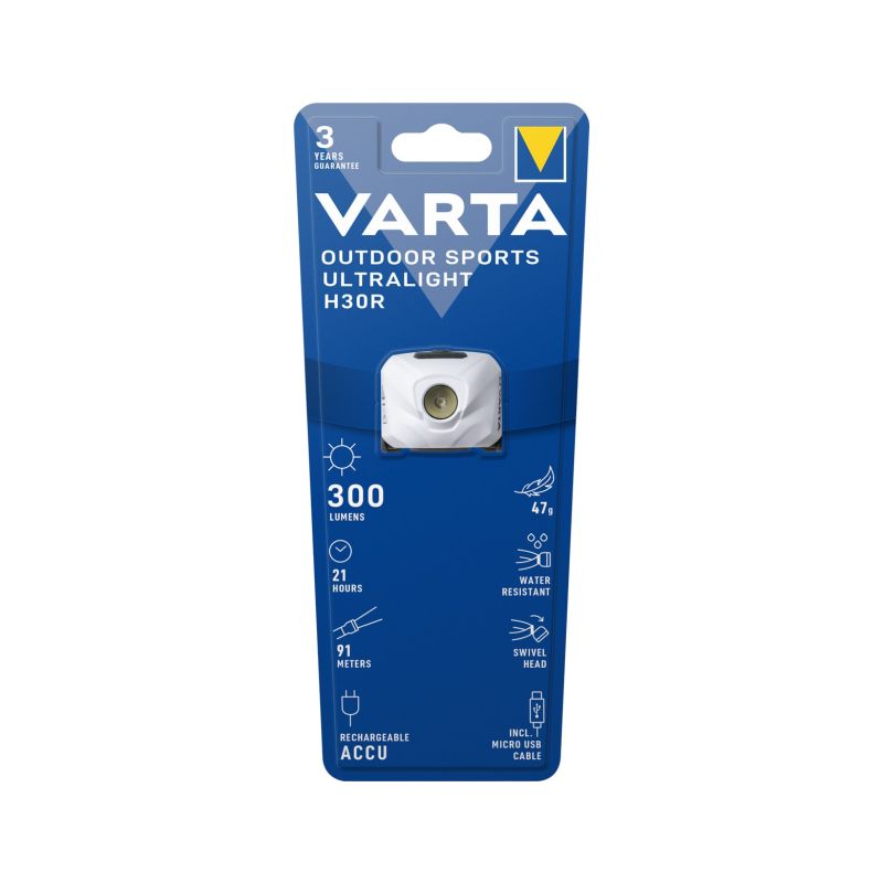 Čelová svítilna VARTA 18631 bílá, OUTDOOR SPORTS Ultralight, LED3W nabíjecí - 1