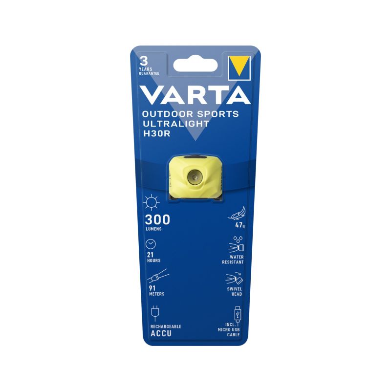Čelová svítilna VARTA 18631 limetková, OUTDOOR SPORTS Ultralight, LED3W nabíjecí - 1