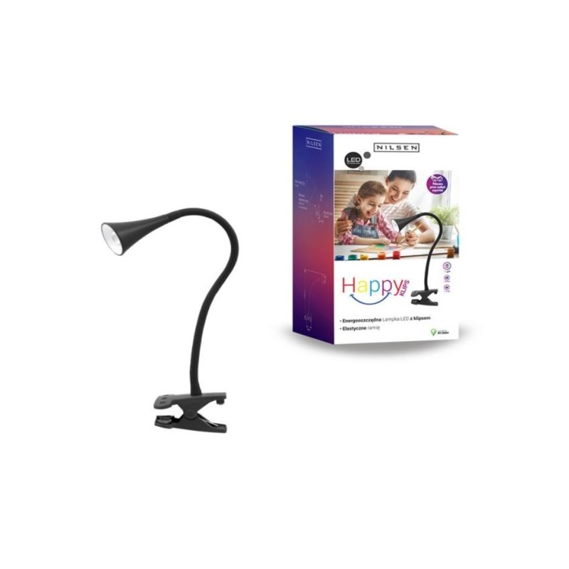 NILSEN LED stolní lampa HAPPY klips 2,5W, černá  PX028 - 1