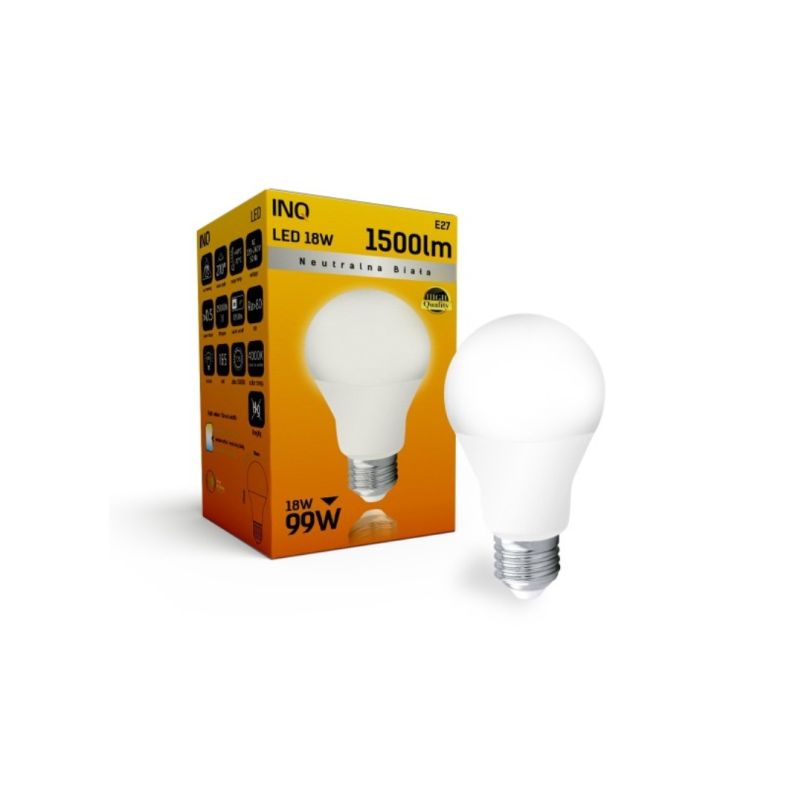 LED žárovka INQ, E27 18W A70, neutrální bílá   IN408684 - 1