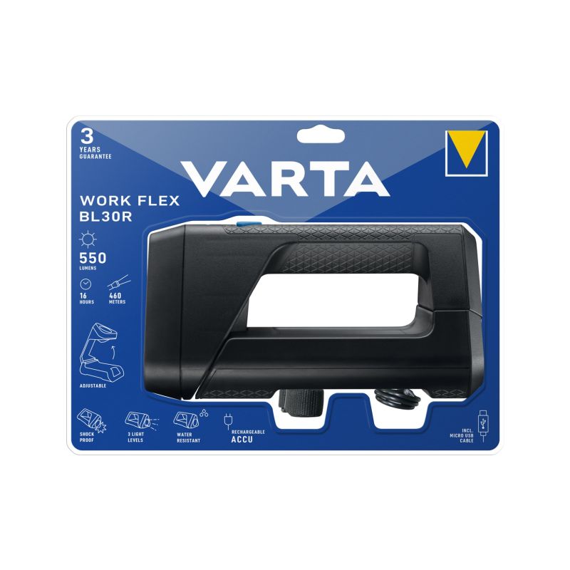 Svítilna VARTA 18684 LED5W + postranní úsporné LED diody, nabíjecí, WORK FLEX BL30R - 1