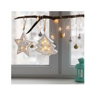 Solight LED vánoční hvězda, dřevěný dekor, 6LED, teplá bílá, 2x AAA - 1V45-S - 6