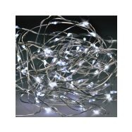Solight vánoční řetěz stříbrný, 50x mini LED, 5m, 3 x AA, studené světlo - 1V56-W - 1